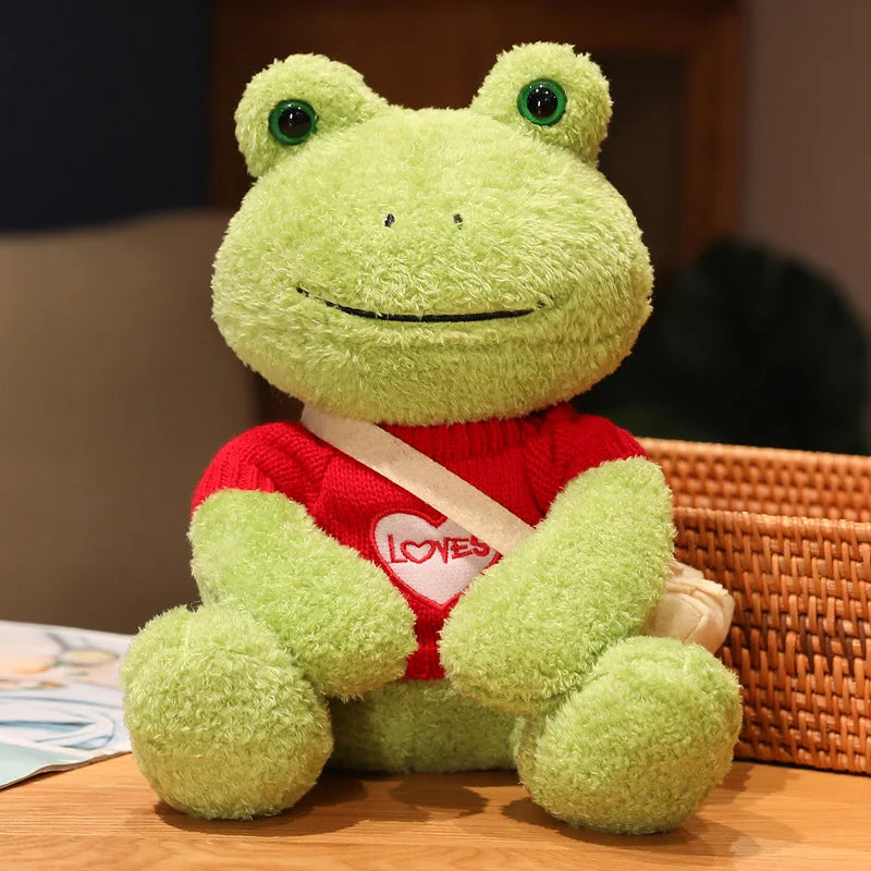 Kawaii Dressing Frog Plush Toy – Soft Stuffed Animal Pillow for Kids’ Birthday Gifts