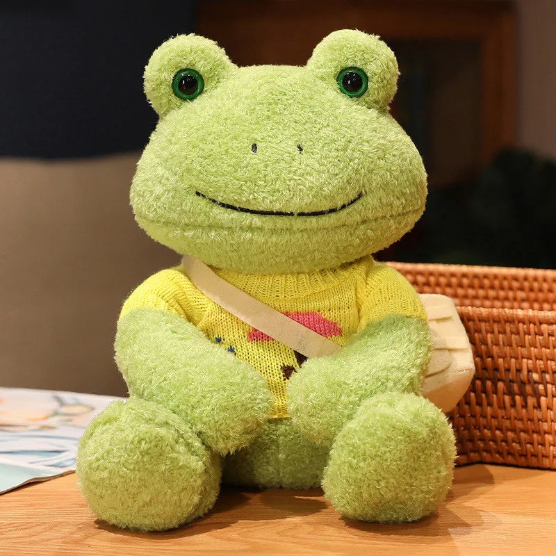 Kawaii Dressing Frog Plush Toy – Soft Stuffed Animal Pillow for Kids’ Birthday Gifts