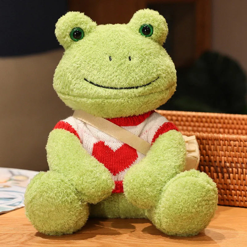 Kawaii Dressing Frog Plush Toy – Soft Stuffed Animal Pillow for Kids’ Birthday Gifts