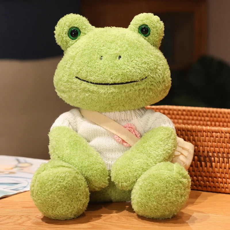 Kawaii Dressing Frog Plush Toy – Soft Stuffed Animal Pillow for Kids’ Birthday Gifts