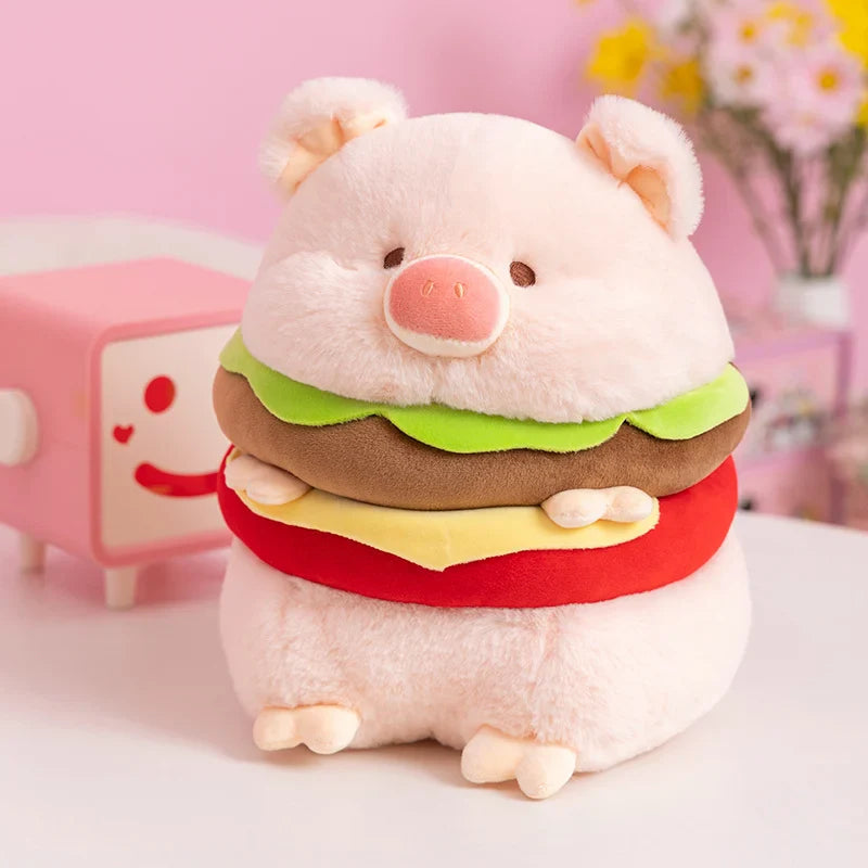 Kawaii Angel Hamburger Heart Backpack Pig Plush Toy