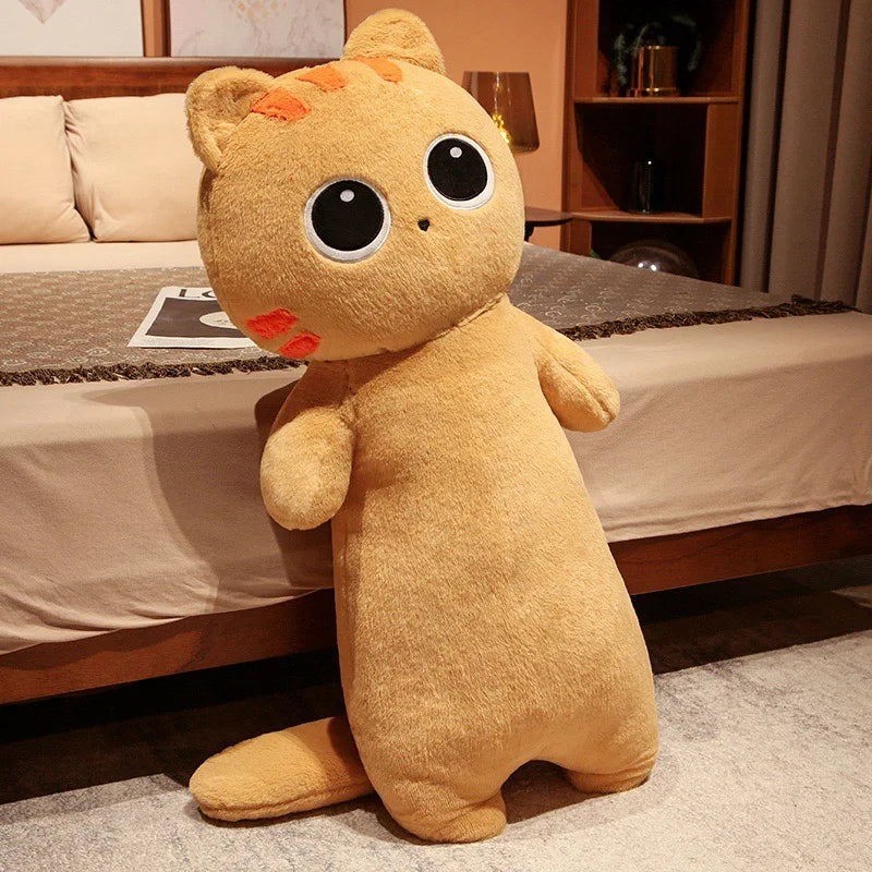 Kawaii Siamese Cat Plush Toy Long Oblong Orange Black Kitten Cats Nap Sleep
