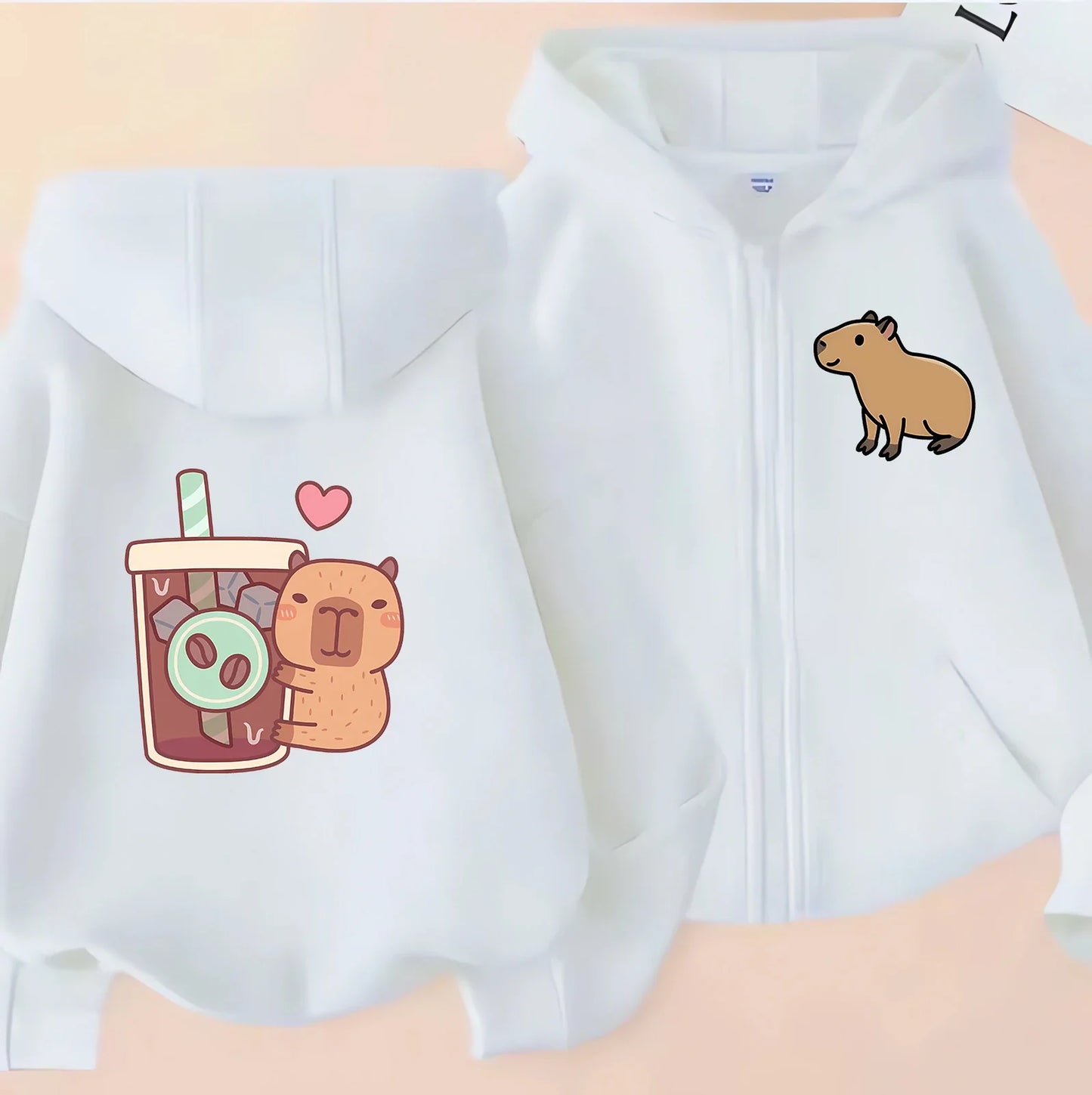 Funny Kids Capybara Zip Up Hoodie Children's Hoodie Capibara Sweatshirt Manga Clothes