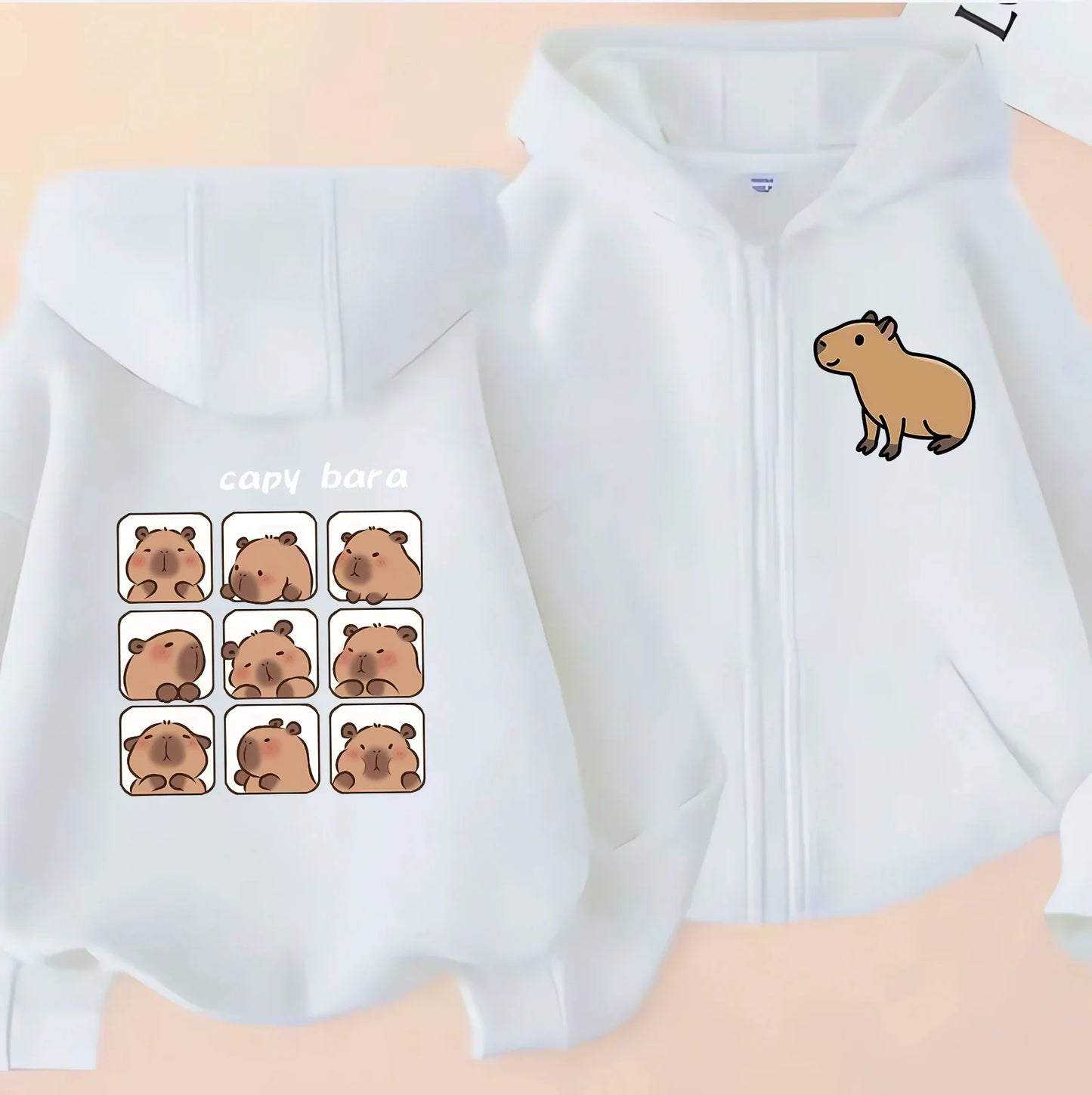 Funny Kids Capybara Zip Up Hoodie Children's Hoodie Capibara Sweatshirt Manga Clothes
