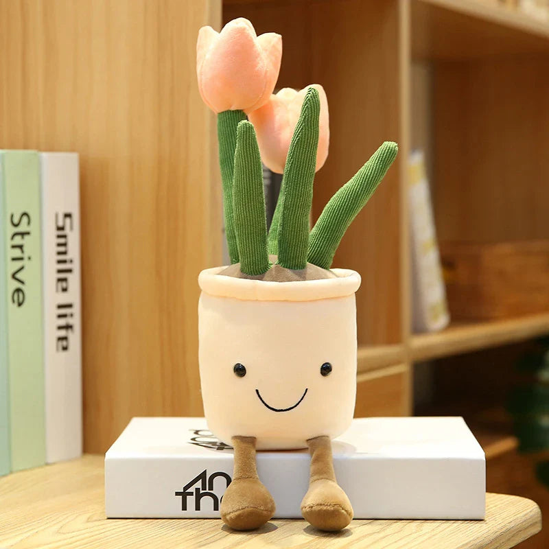 Tulip & Succulent Plush Toys – Soft Stuffed Potted Flower Dolls for Kids & Girls Gift