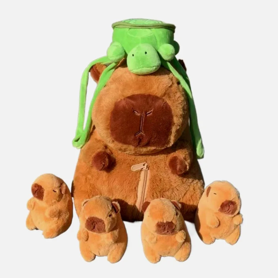 Capybara Plush Toy Set – Mommy & 4 Baby Capybara Dolls