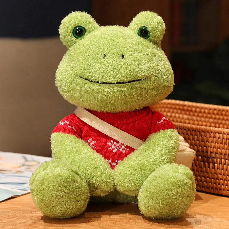 Kawaii Dressing Frog Plush Toy – Soft Stuffed Animal Pillow for Kids’ Birthday Gifts