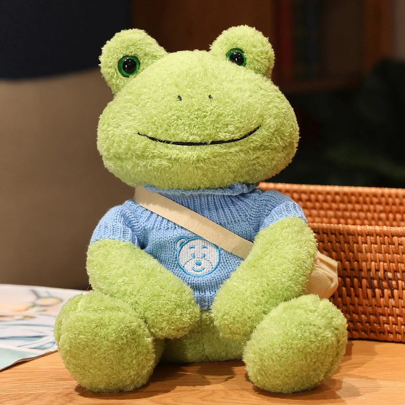 Kawaii Dressing Frog Plush Toy – Soft Stuffed Animal Pillow for Kids’ Birthday Gifts