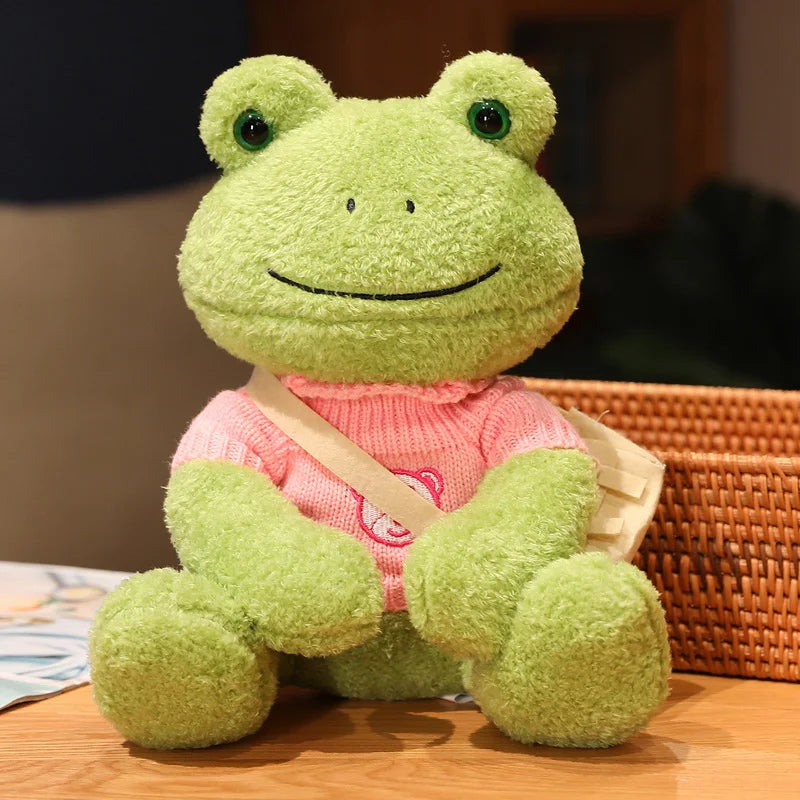 Kawaii Dressing Frog Plush Toy – Soft Stuffed Animal Pillow for Kids’ Birthday Gifts