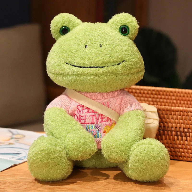Kawaii Dressing Frog Plush Toy – Soft Stuffed Animal Pillow for Kids’ Birthday Gifts