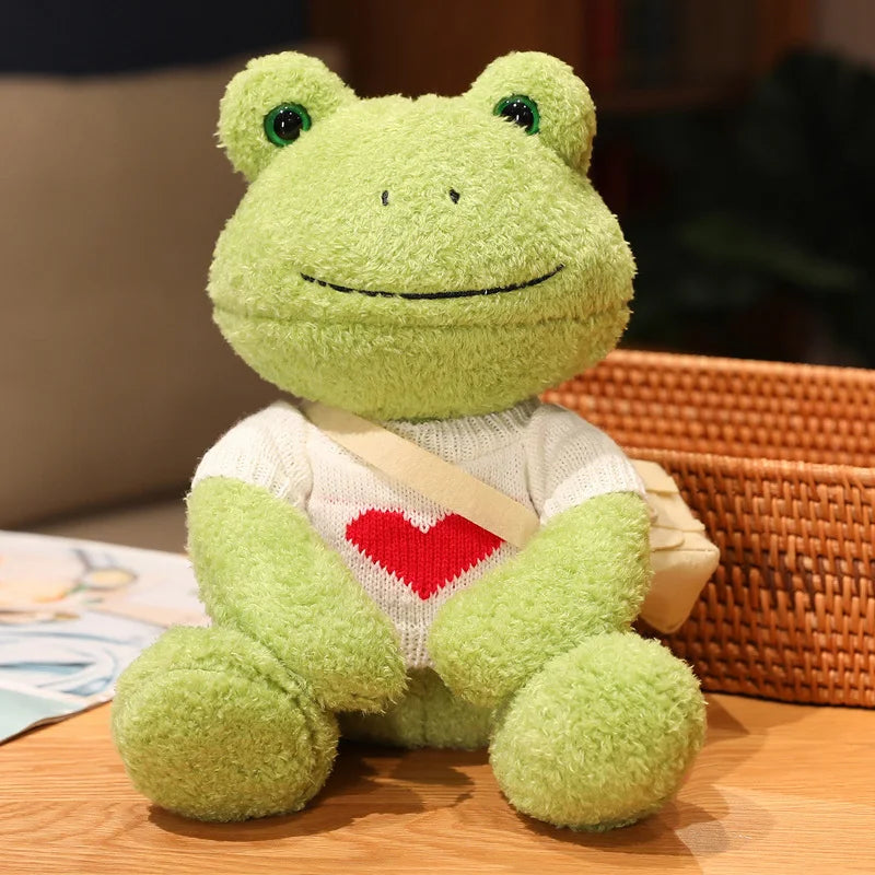Kawaii Dressing Frog Plush Toy – Soft Stuffed Animal Pillow for Kids’ Birthday Gifts