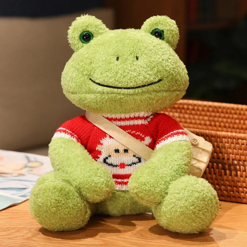 Kawaii Dressing Frog Plush Toy – Soft Stuffed Animal Pillow for Kids’ Birthday Gifts