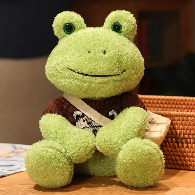 Kawaii Dressing Frog Plush Toy – Soft Stuffed Animal Pillow for Kids’ Birthday Gifts