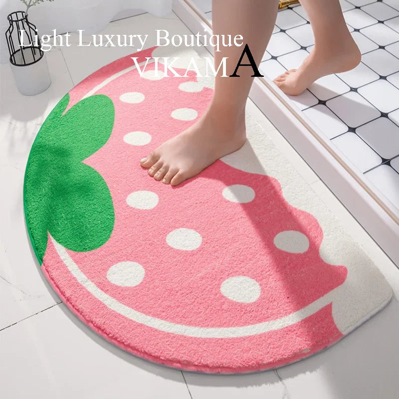 Vikama Strawberry Cashmere Foot Mat – Non-Slip & Washable Rug