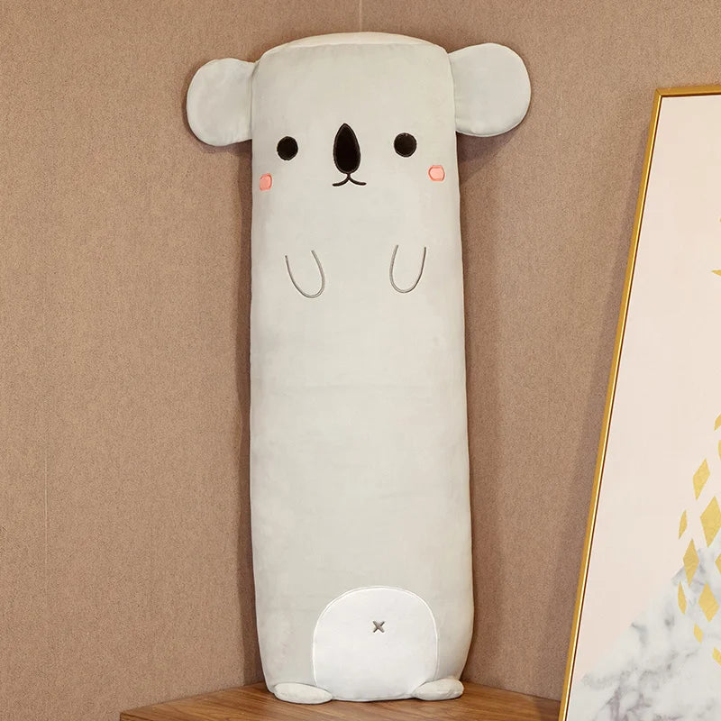 Long Giant Koala Dog Hippo Dinosaur Lion Pig Plush Toy Cylidrical Animal Bolster Pillow
