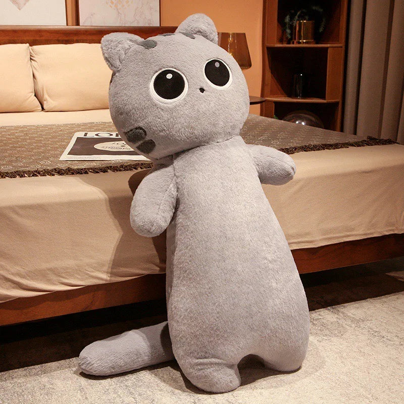 Kawaii Siamese Cat Plush Toy Long Oblong Orange Black Kitten Cats Nap Sleep