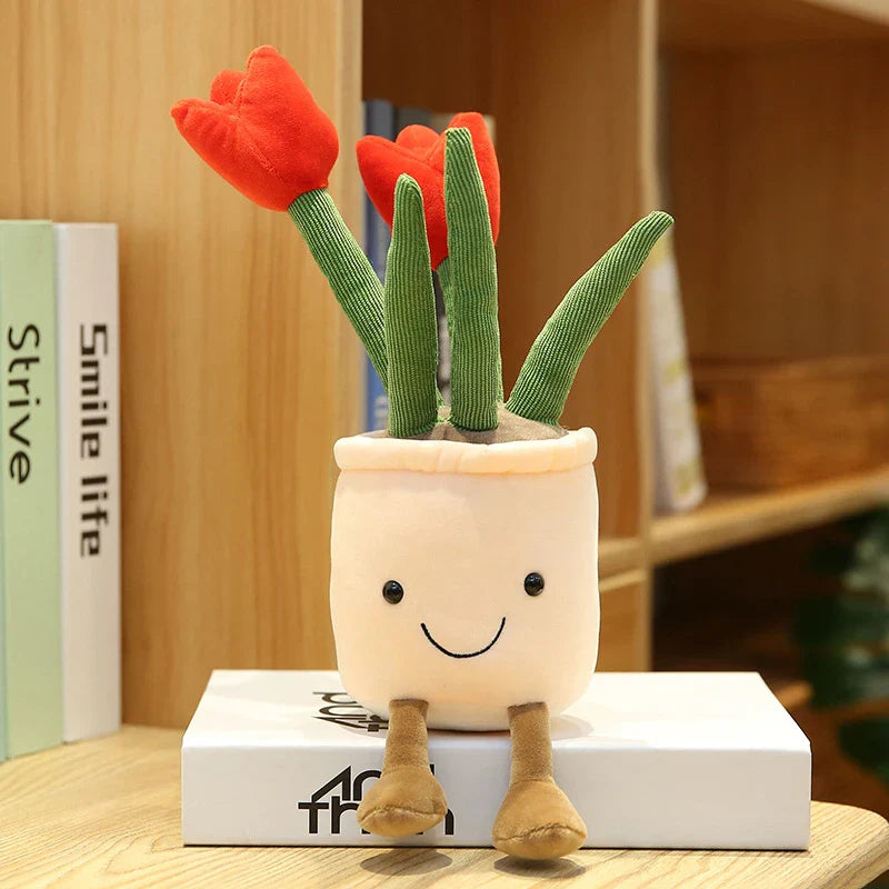 Tulip & Succulent Plush Toys – Soft Stuffed Potted Flower Dolls for Kids & Girls Gift