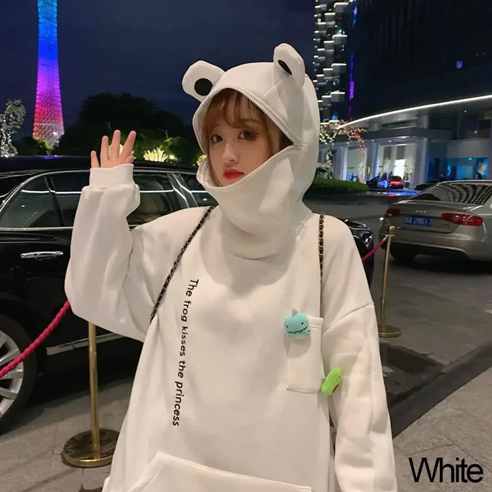 Hot Fashion Women Hoodie Frog Pullover Winter Sense Hooded Casual Sweatshirt
