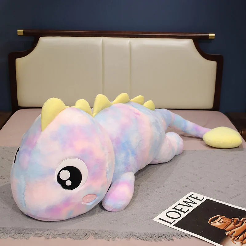 the rainbow dinosaur stuffed animal With a belly full of fluff