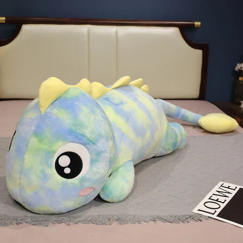 the rainbow dinosaur stuffed animal With a belly full of fluff