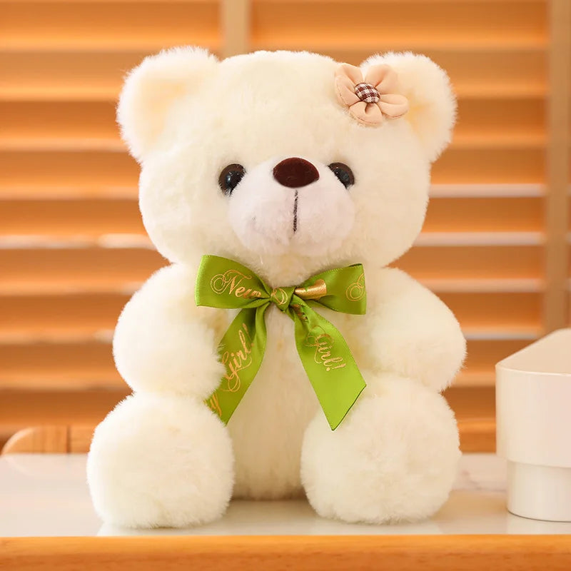 Hot 20cm Coloured Bear With Ribbon Plush Toys Stuffed Teddy Bear Soft Bear Wedding Gifts Girl Kids Toy Birthday Gift Brinquedos