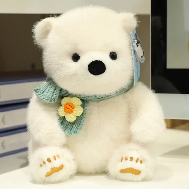 Lovely Lifelike Animal Polar Bear Wear Scarf Panda Plush Toy Soft Pillow Cute