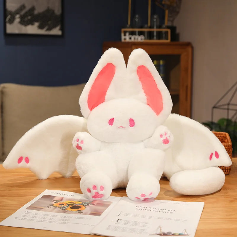 Kawaii Bat Rabbit Plush Pillow Stuffed Black/White Pink/Green Cartoon Animal