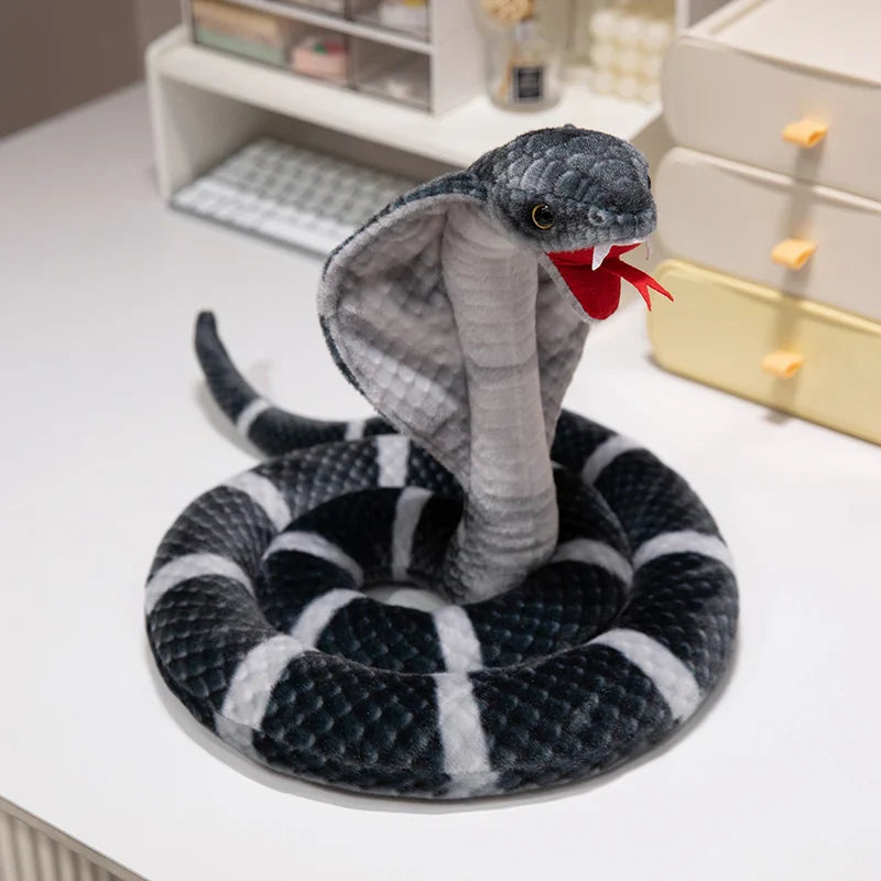 Black Simulated Colorful Cobra Plush Toys Purple Stuffed Animals Snakes Plushies Doll Grey