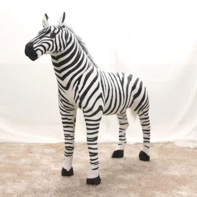 Zoo Pretty Standing Zebra Lively Simulated Stuffed Animals – Rideable Model, Kids Mount, Decorative Plush Doll, Baby Toy Gift