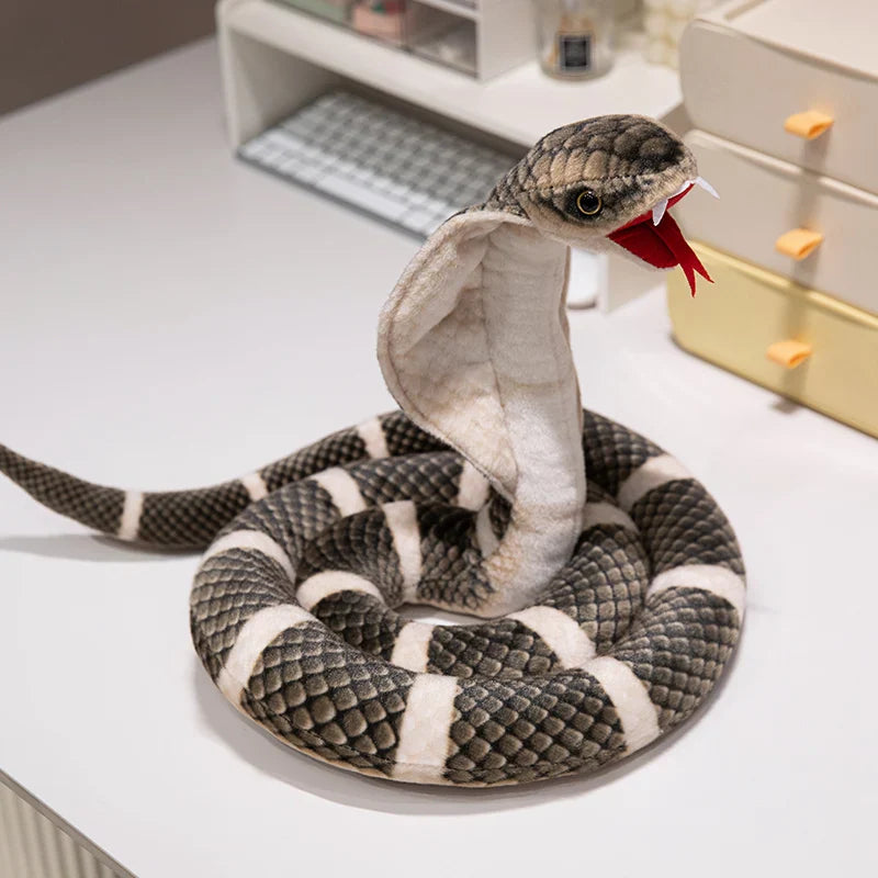 Black Simulated Colorful Cobra Plush Toys Purple Stuffed Animals Snakes Plushies Doll Grey