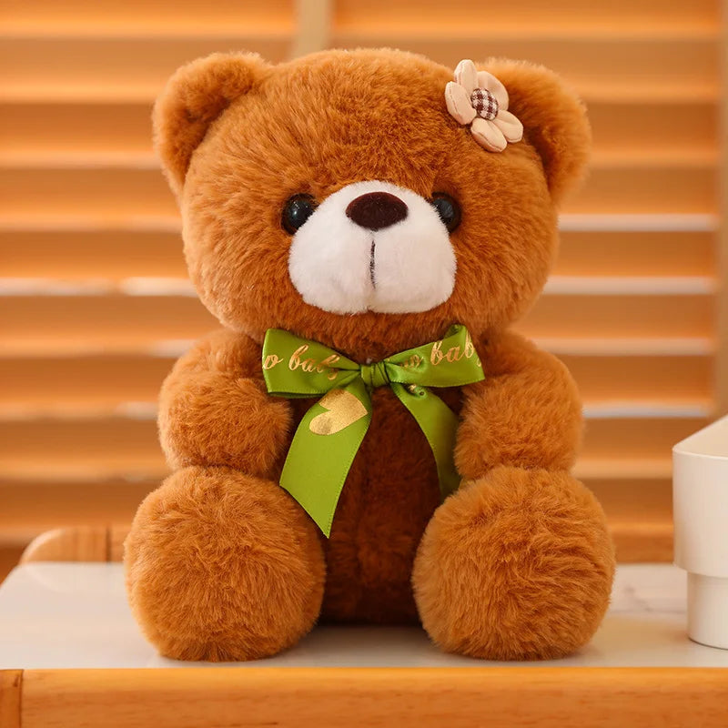 Hot 20cm Coloured Bear With Ribbon Plush Toys Stuffed Teddy Bear Soft Bear Wedding Gifts Girl Kids Toy Birthday Gift Brinquedos