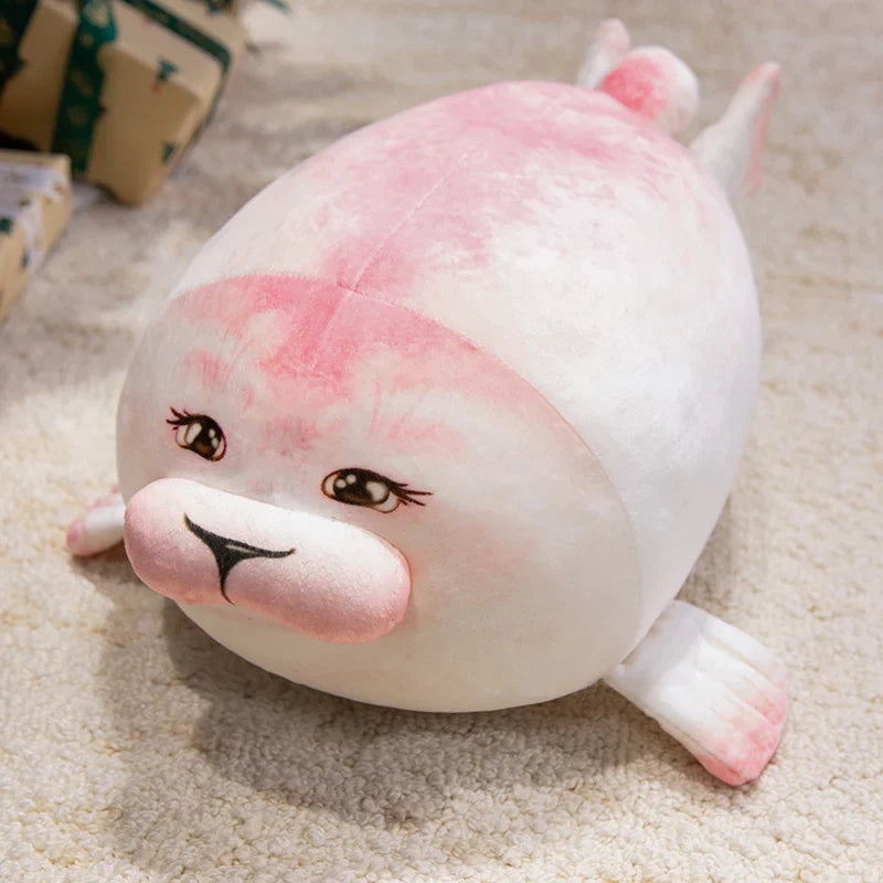 Cute Real Life Blue Pink Couple Sea Lion Plush A Pair of Cuddly Ocean Friends