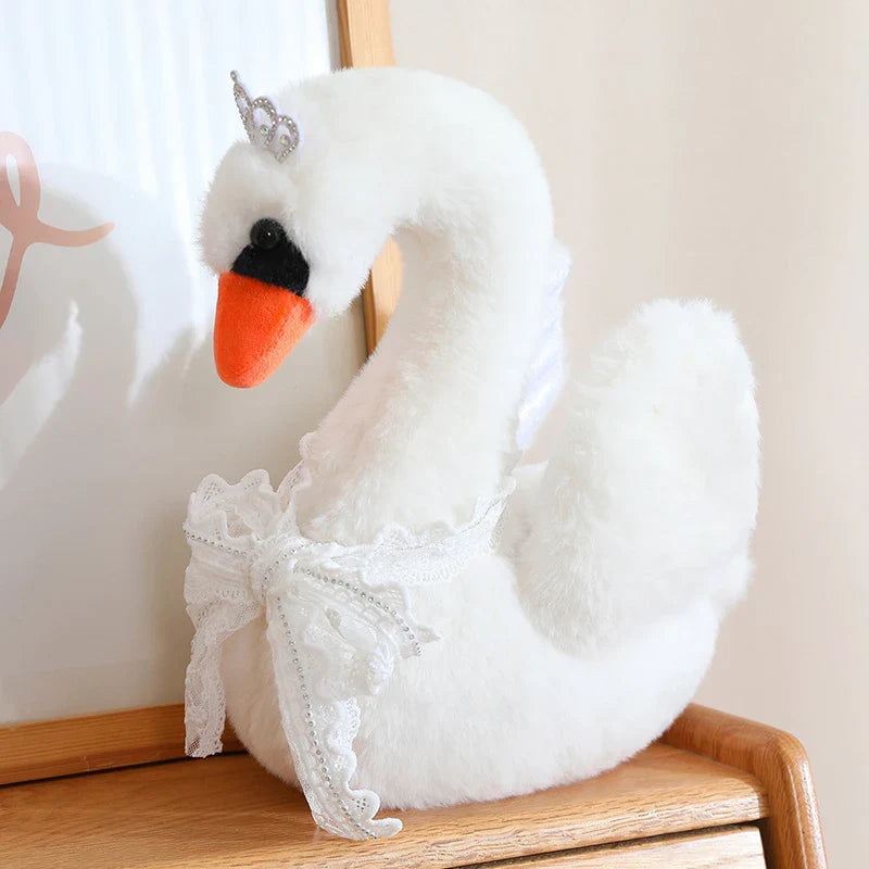 Princess Crown Black Swan Plush Toy Lace bow Swan Couple Queen