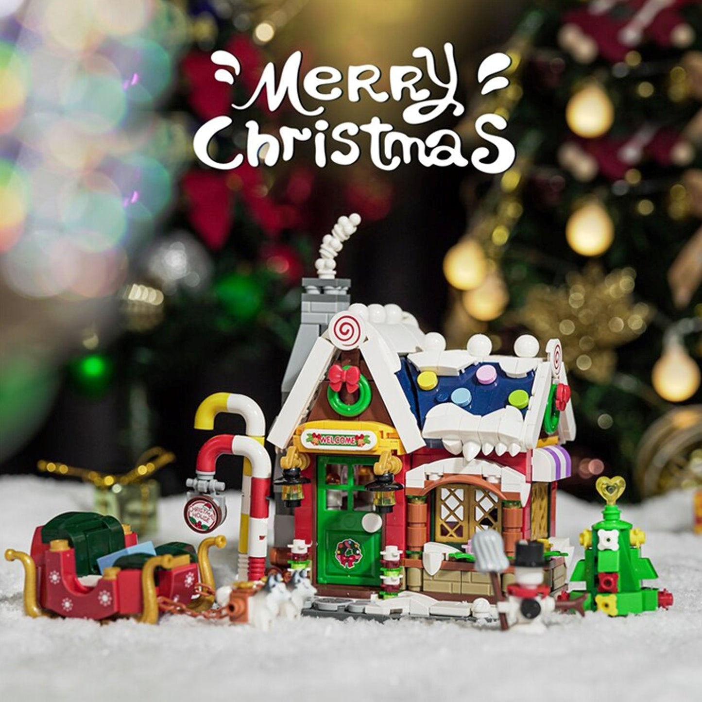 Christmas House & Sleigh Nano Block Set | 780+ Pcs, Festive Scene