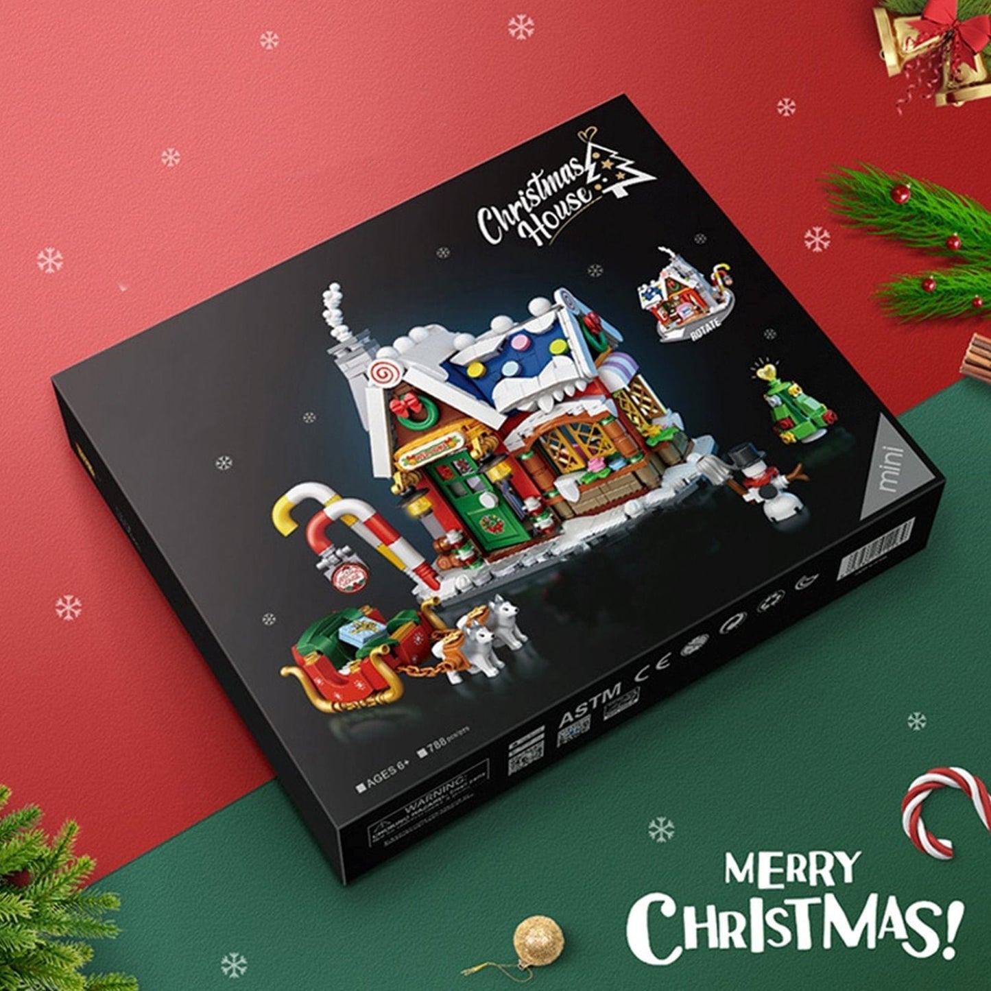 Christmas House & Sleigh Nano Block Set | 780+ Pcs, Festive Scene