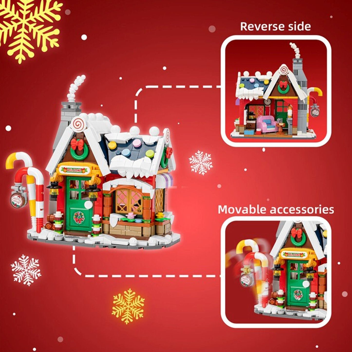 Christmas House & Sleigh Nano Block Set | 780+ Pcs, Festive Scene